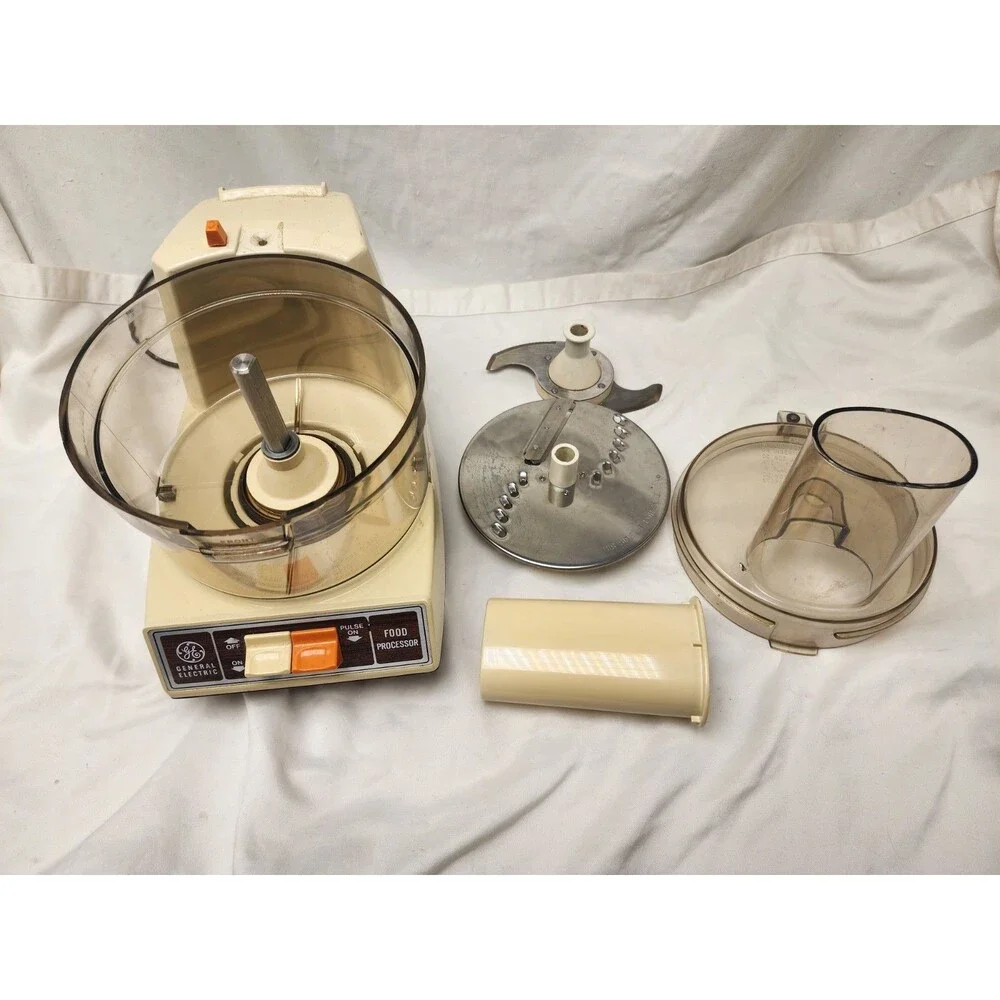 Vintage GE Food Processer General Electric D2FP4200 Woodgrain 1970s Tested